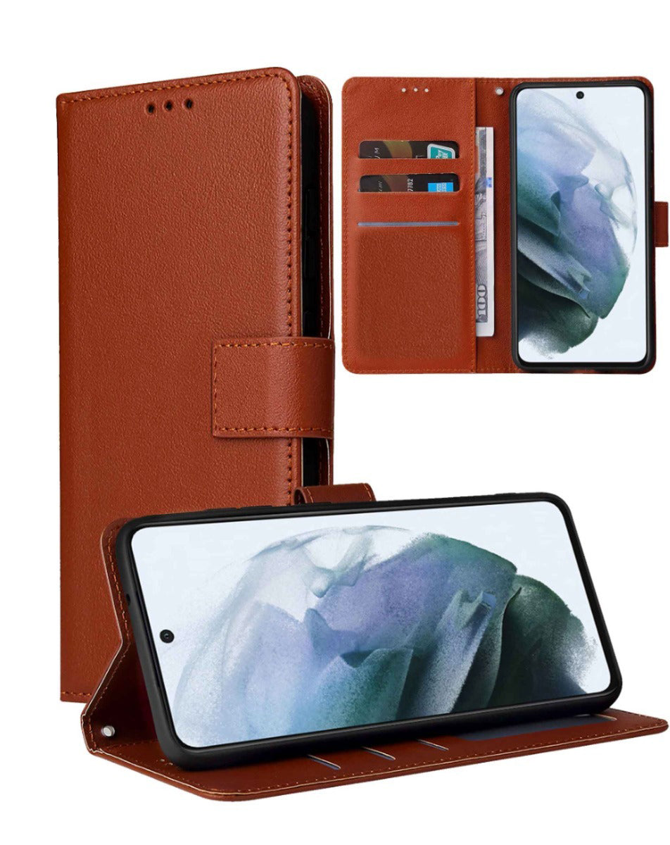 Google Pixel 9 Pro XL Leather Wallet Case with Card Slot - BROWN