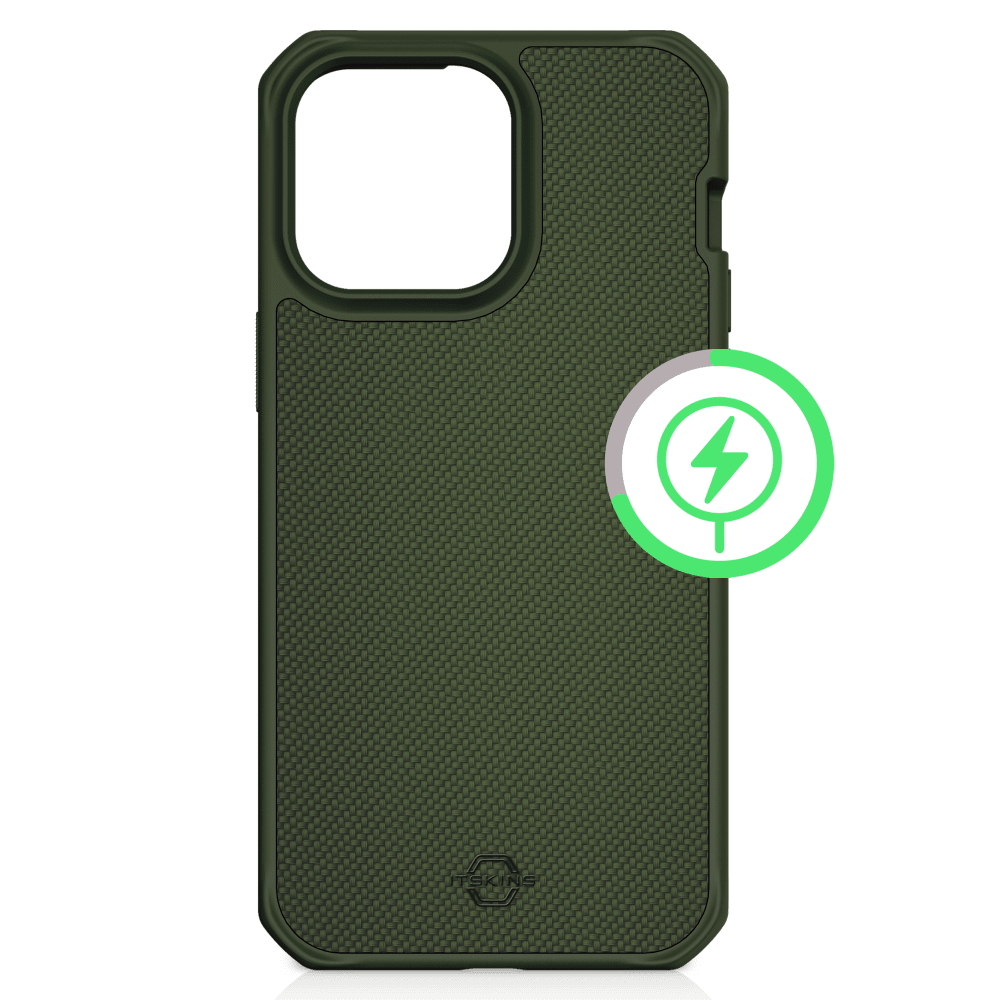 ITSKINS - Ballistic_R Nylon MagSafe Case for Apple iPhone 15 Plus / iPhone 14 Plus - Olive Green