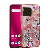 T-Mobile Revvl 7 Pro 5G Luxury Diamond Gem Pearl Rhinestone Case Pink