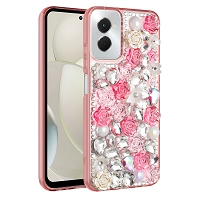 Moto G Power 5G 2024 Luxury Diamond Gem Pearl Rhinestone Case Pink