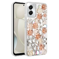 Moto G Power 5G 2024 Luxury Diamond Gem Pearl Rhinestone Case Gold