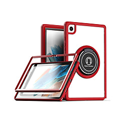 Hard PC Rear / Soft TPU Colorful Border Case with I-ring Holder - RED for Galaxy Tab S7 / S8 (T870 / T875 / T876B) 11"
