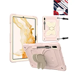 Protective Butterfly Stand Design Case - PINK for Galaxy Tab S9 / Tab S9 FE / Tab S10 FE / Tab S10 Lite