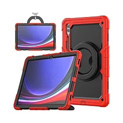 Silicone Case with 360 Folding Handle Grip - RED for Galaxy Tab S10 Ultra / S9 Ultra / S8 Ultra (14.6")