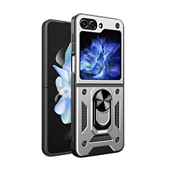 Galaxy Z Flip 5 Dual Layers Hybrid Case with Metal Ring - SILVER