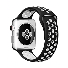 iWatch (38/40/41mm) Perforated Silicone Sport Band - BLACK & WHITE