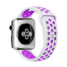 iWatch (38/40/41mm) Perforated Silicone Sport Band - WHITE & PURPLE