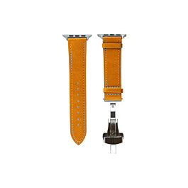 iWatch (38/40/41mm) Deployment Buckle Leather Strap Bnad - ORANGE