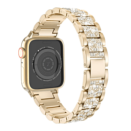 iWatch (38/40/41mm) Diamond Rhinestone Stainless Steel Metal Strap - GOLD