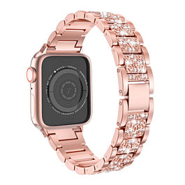 iWatch (38/40/41mm) Diamond Rhinestone Stainless Steel Metal Strap - PINK