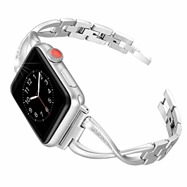 iWatch (38/40/41mm) Bling Crystals Metal Bracelet Band Strap - SILVER