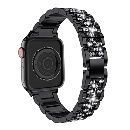 iWatch (42/44/45/49mm) Diamond Rhinestone Stainless Steel Metal Strap - BLACK