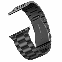 iWatch (42/44/45/49mm) Butterfly Buckle Stainless Steel Wrist Band - BLACK