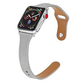 iWatch (42/44/45/49mm) Thin Genuine Leather Band - GRAY