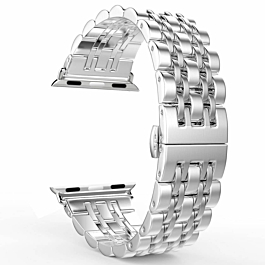 iWatch (42/44/45/49mm) Butterfly Buckle Stainless Steel Wrist Band - SILVER