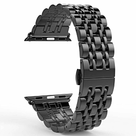 iWatch (42/44/45/49mm) Butterfly Buckle Stainless Steel Wrist Band - BLACK