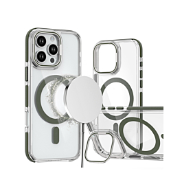 Gloss Camera Kickstand Case For 16 Pro Max- Green