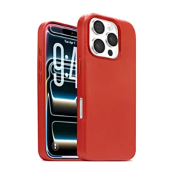 Leather Finish Case For 16 Pro Max- Red