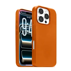 Leather Finish Case For 16 Pro Max- Orange