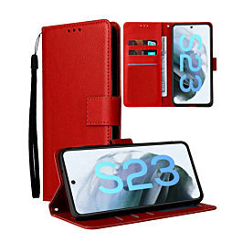 Leather Folio Case For S23- Red