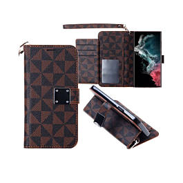 Triangle Leather Folio Case For S23FE- Brown