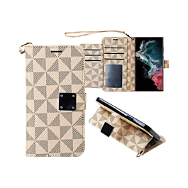 Triangle Leather Folio Case For S23FE- Cream