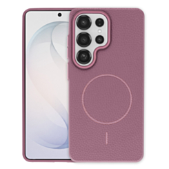 Leather Case With MagSafe For S24 Ultra - Pink