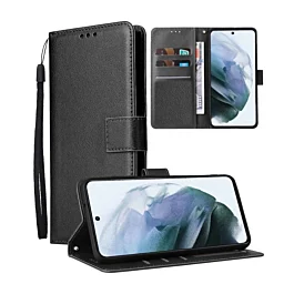 Leather Folio Case For S25 FE- Black