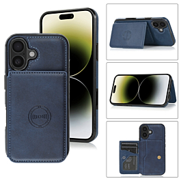 Leather Pocket Wallet Case For iPhone 17 - Blue