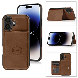 Leather Pocket Wallet Case For iPhone 17 - Brown