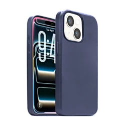 Leather Case With Wireless Charging For iPhone 16e / 17e - Navy Blue