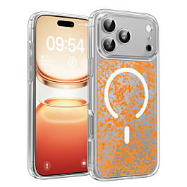 Clear Glitter Case With Magsafe for iphone 17 Pro- Orange