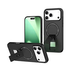Rugged Magnetic Case With Hidden Kickstand for iphone 17 Pro Max- Black