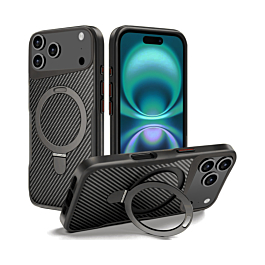 Carbon Fiber Case With Magsafe Kickstand for iphone 17 Pro - Black