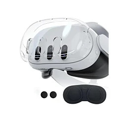 Transparent Case with Dust Cover, Cloth & Thumb Grip for Quest 3