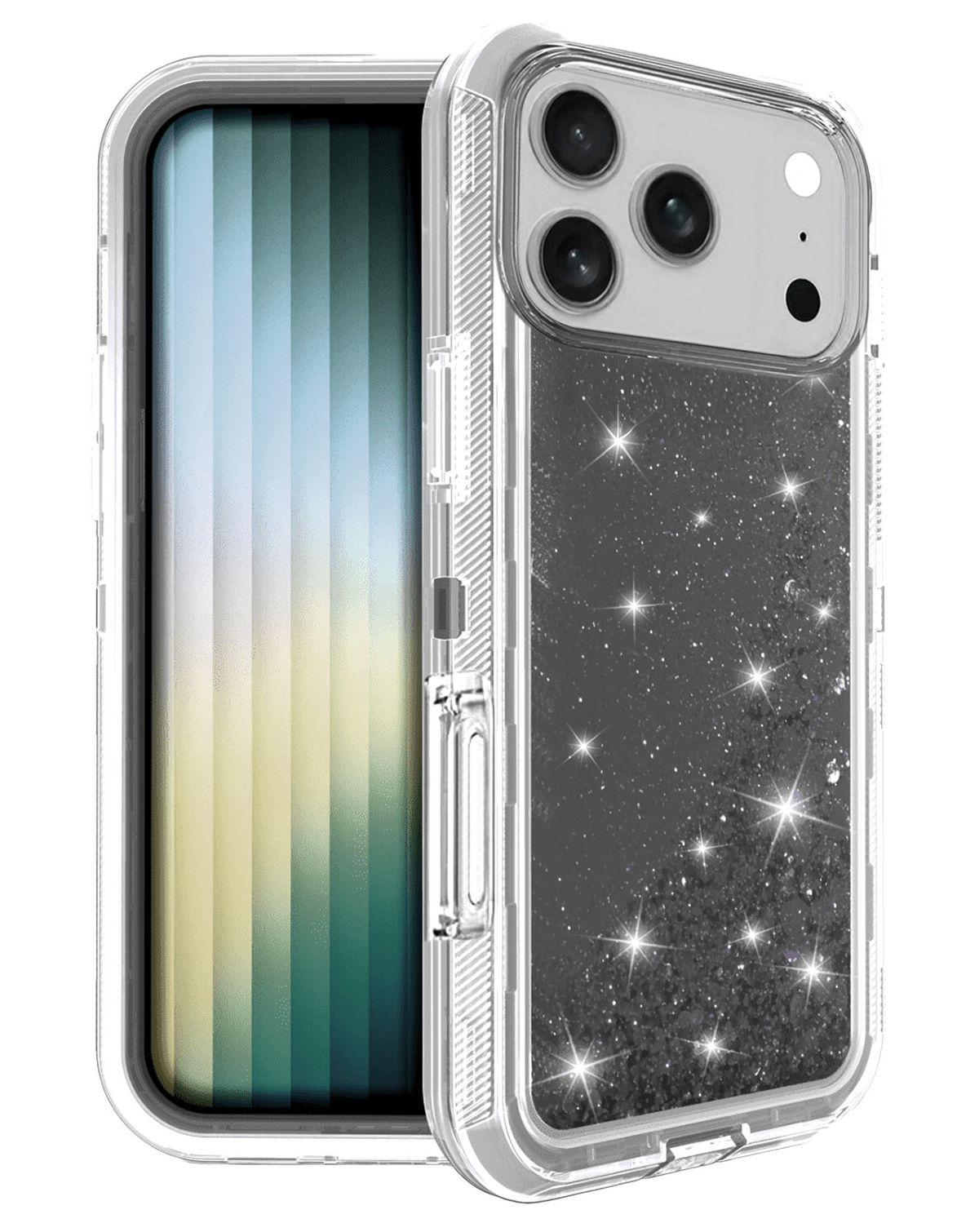 Protective Glitter Liquid Bumper Case for iPhone 17 Pro / 18 Pro (Black)