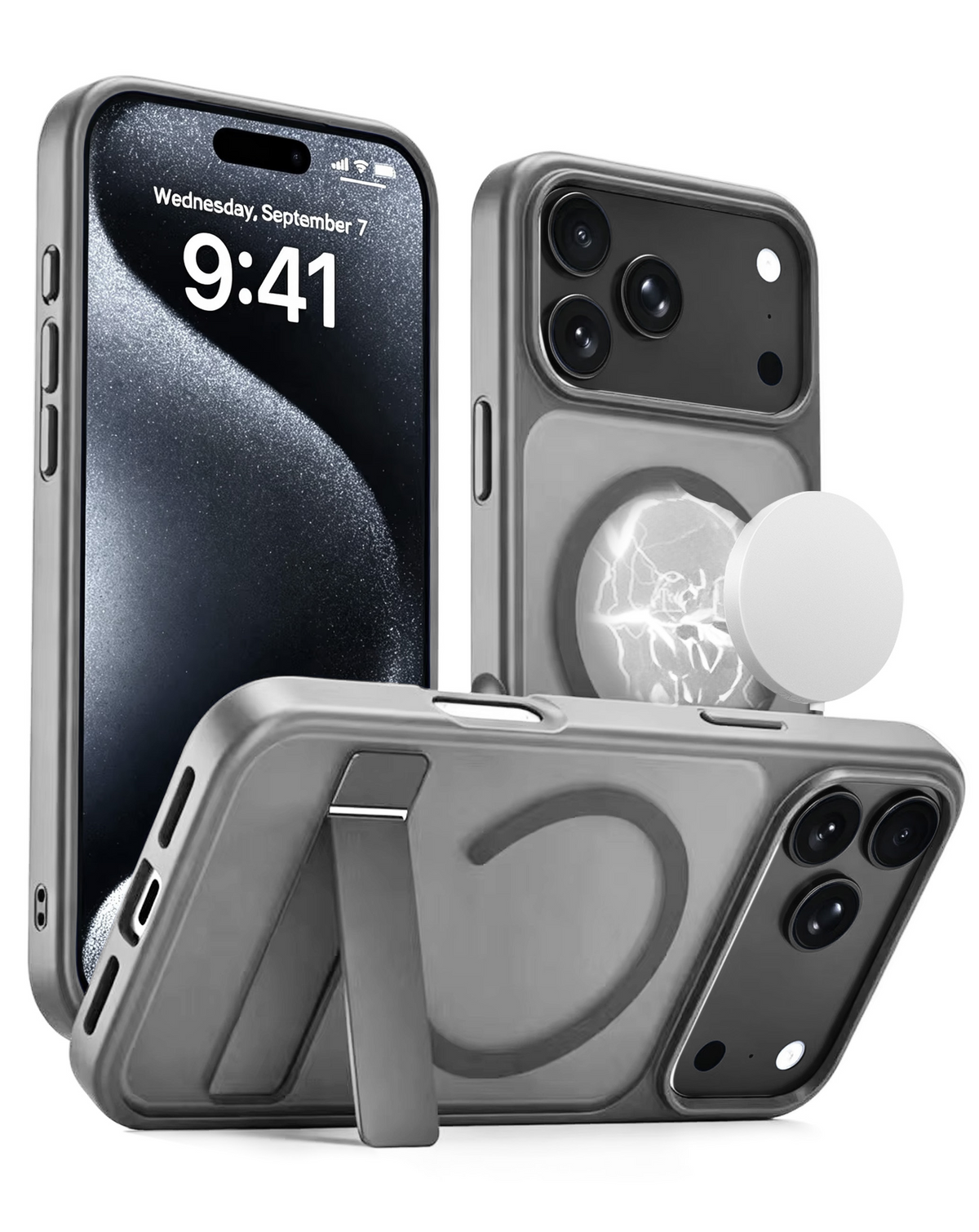 Magnetic Dual-Stand Protective Case for iPhone 17 Pro / 18 Pro (GRAY)