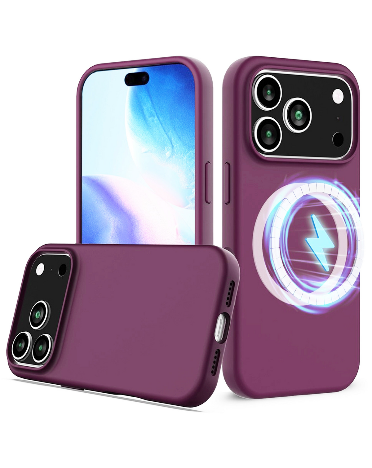 Soft Solid Silicone Case with Wireless Charging for iPhone 17 Pro / 18 Pro (MAROON)