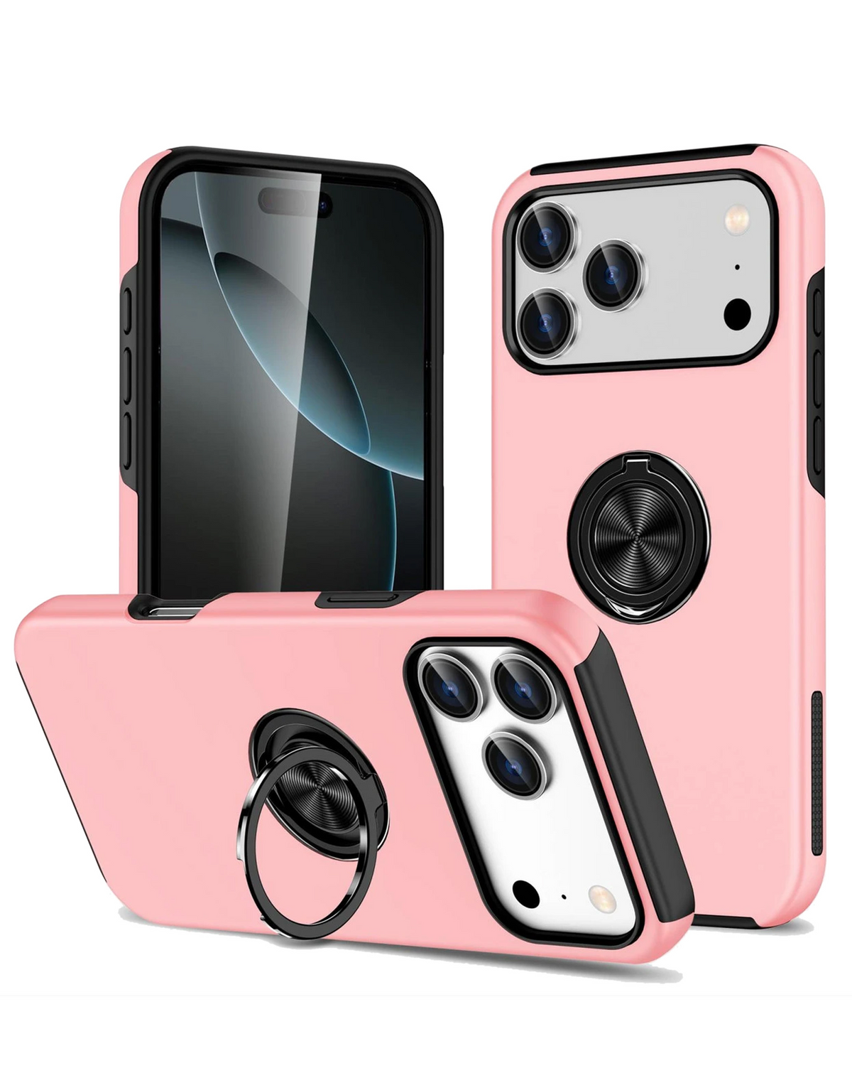 Dual Layer Case with Magnetic Ring for iPhone 17 Pro / 18 Pro (PINK)