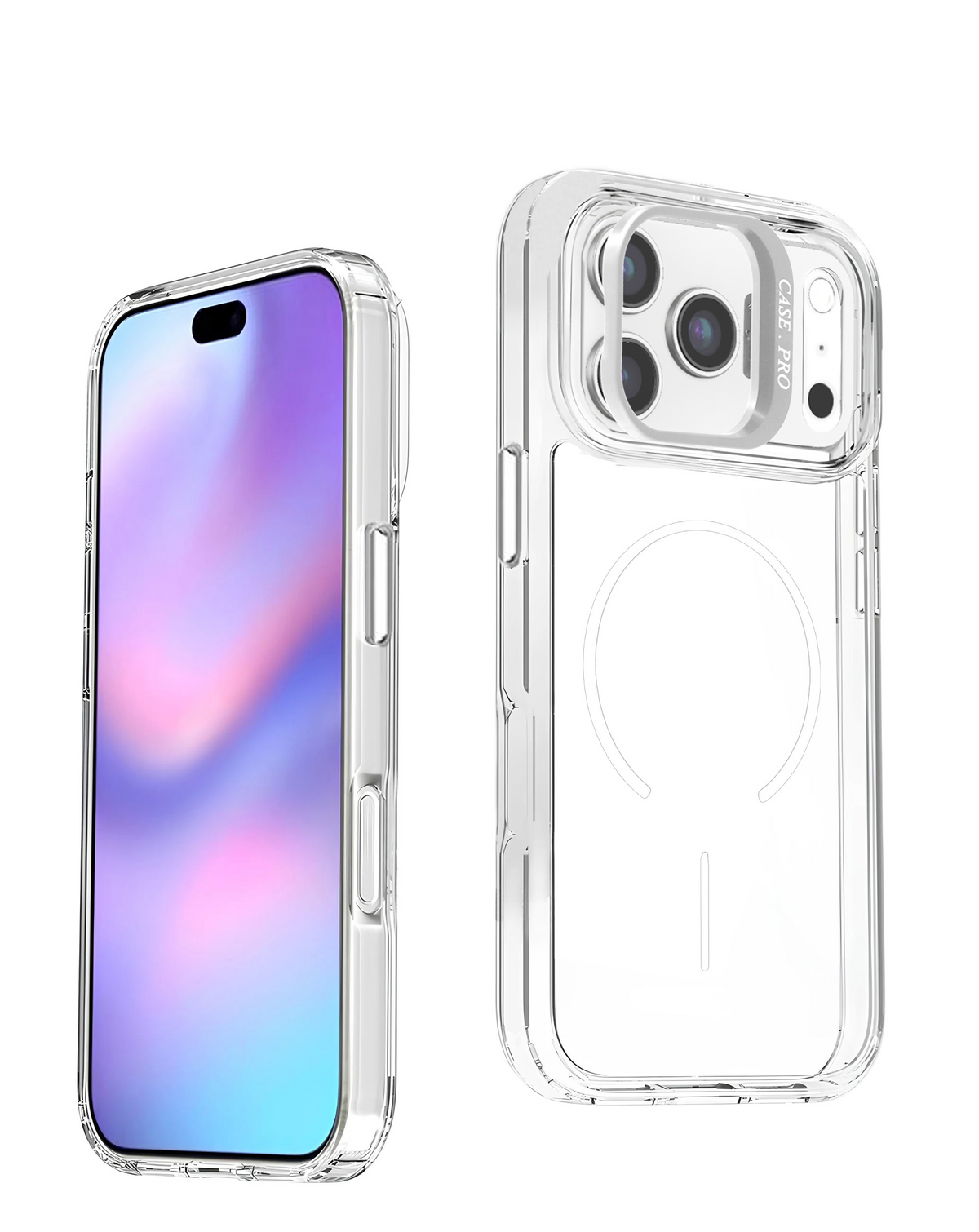 Magnetic Clear Case with Camera Kickstand for iPhone 17 Pro / 18 Pro (WHITE)
