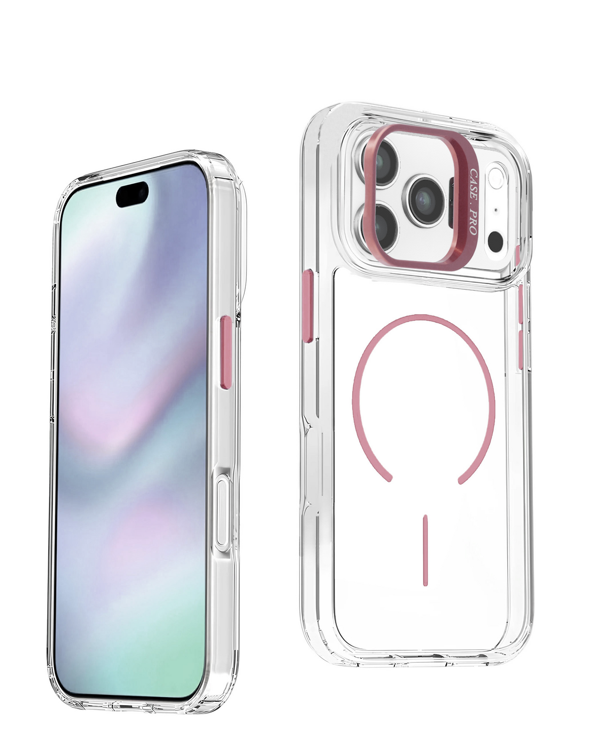 Magnetic Clear Case with Camera Kickstand for iPhone 17 Pro / 18 Pro (PINK)