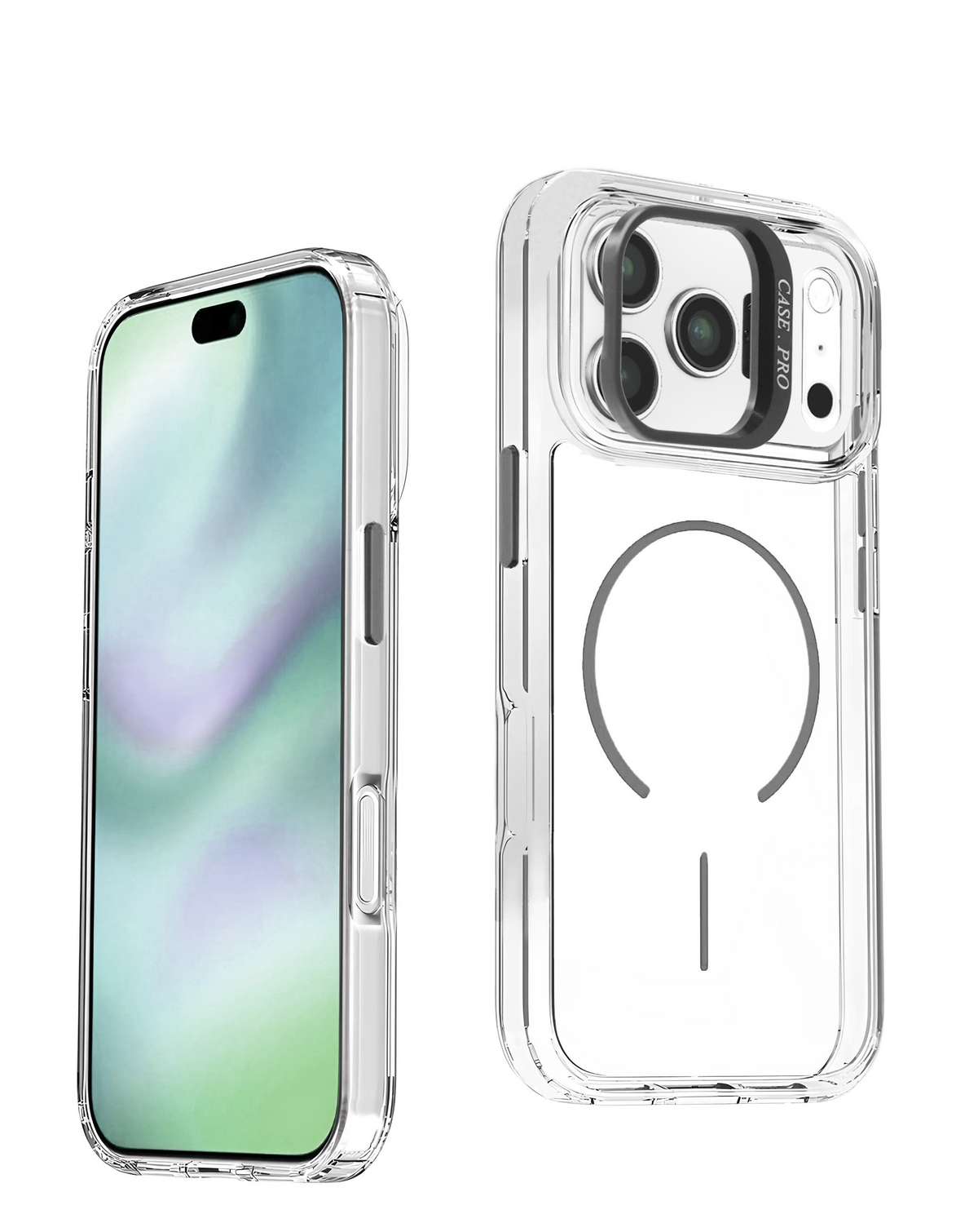 Magnetic Clear Case with Camera Kickstand for iPhone 17 Pro / 18 Pro (Black)