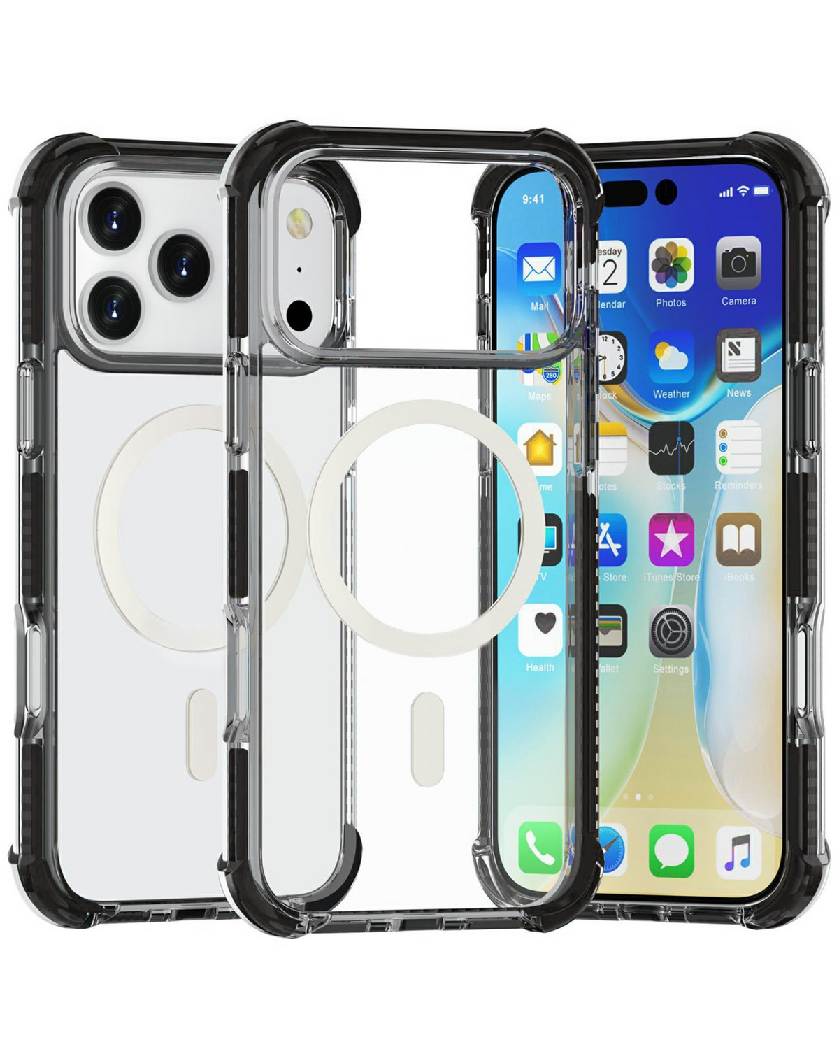 TPU Mesh Sport Case with Wireless Charging for iPhone 17 Pro Max / 18 Pro Max (BLACK)