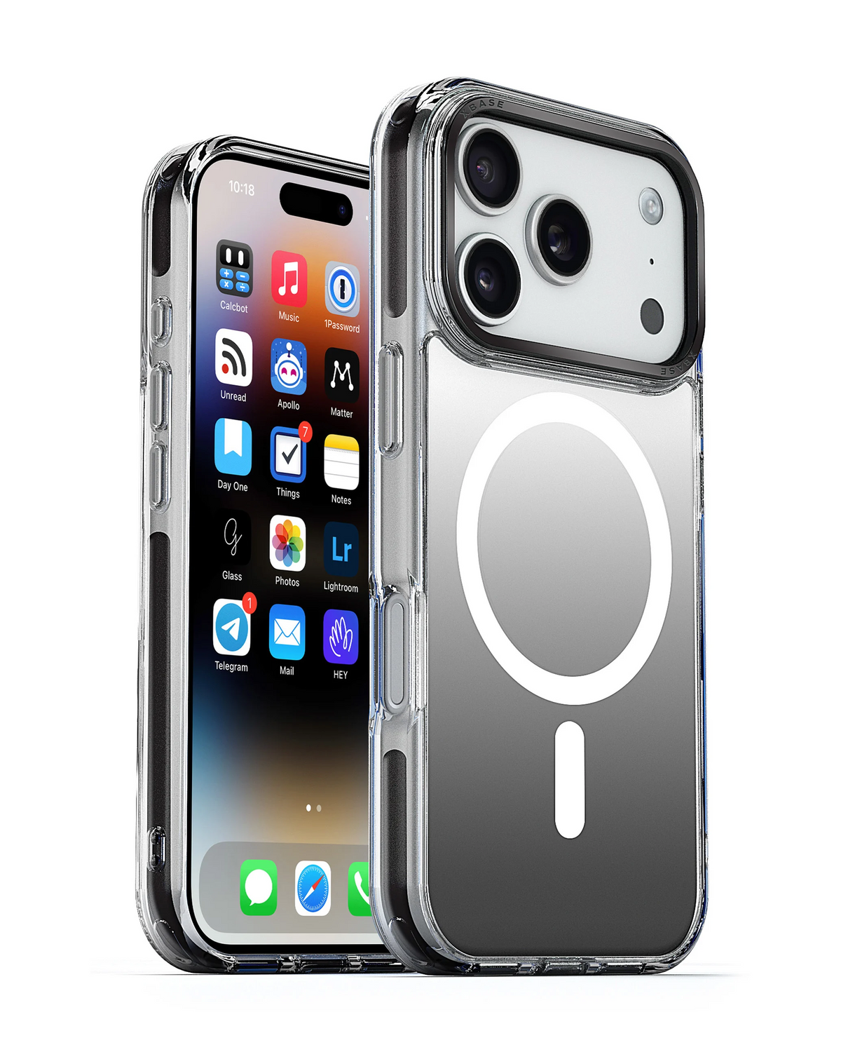 xBase by PowerPeak DuoHybrid MagSafe Compatible - Reinforced Protective Case (Silver & Black) for iPhone 17 Pro Max / 18 Pro Max