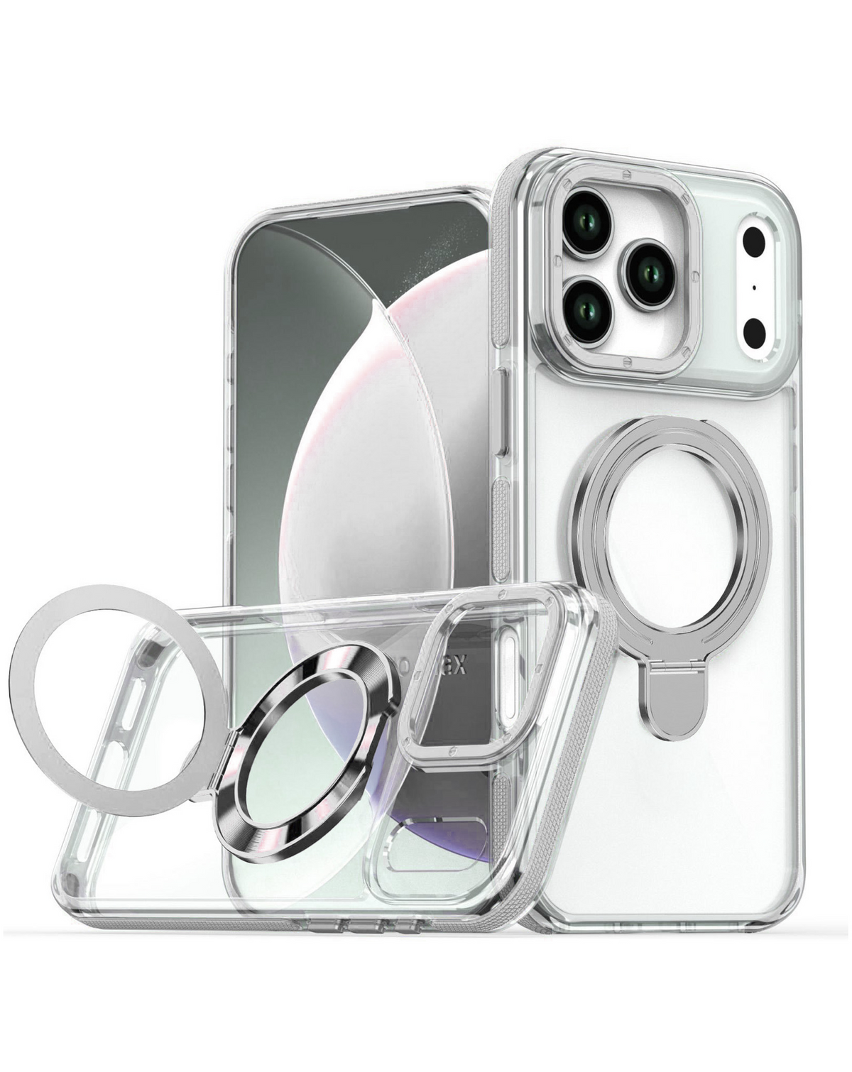 Transparent Wireless Charging Kickstand Case (CLEAR) for iPhone 17 Pro Max / 18 Pro Max