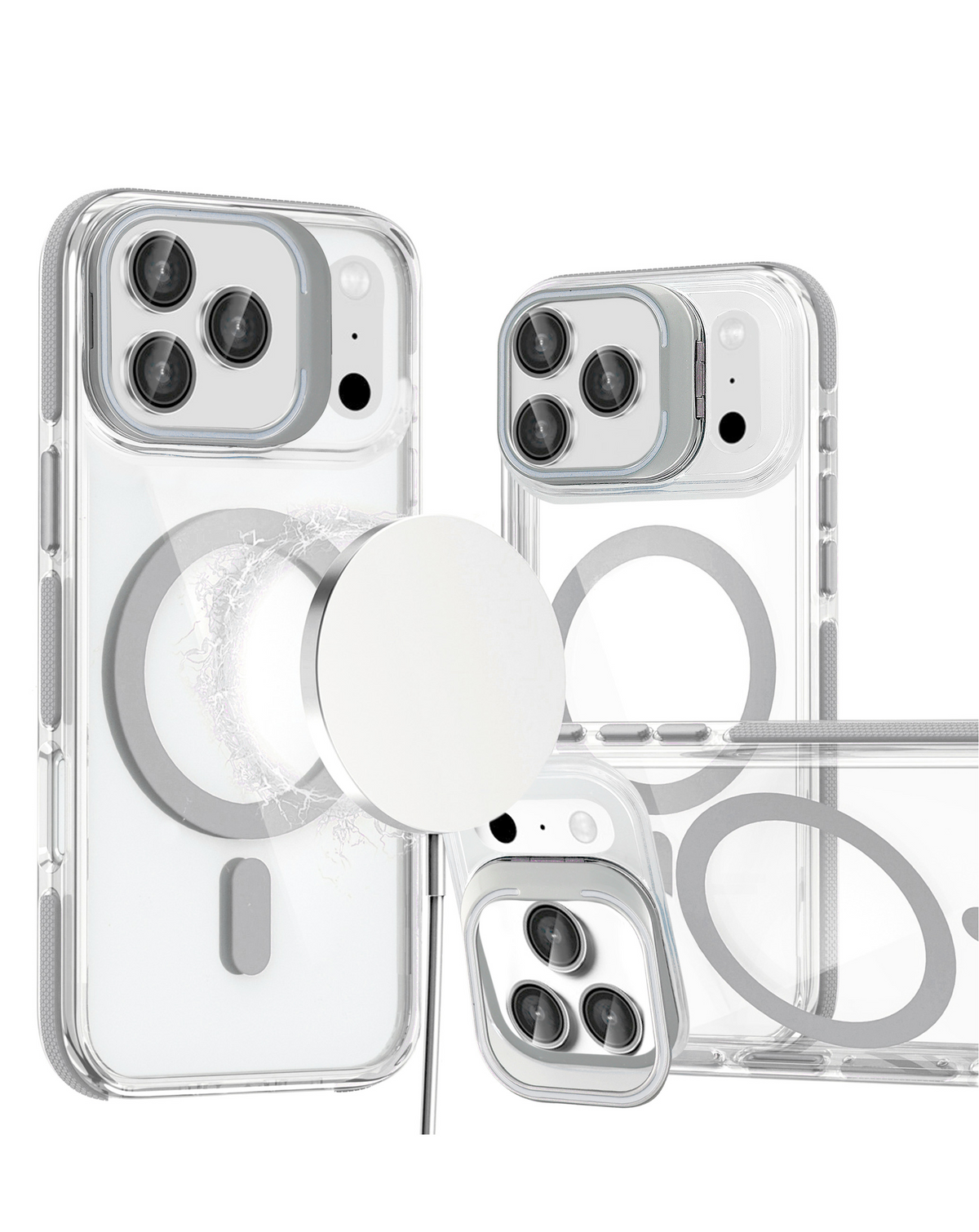 Thin Magnetic Clear Case with Camera Stand Kickstand (CLEAR) for iPhone 17 Pro Max / 18 Pro Max