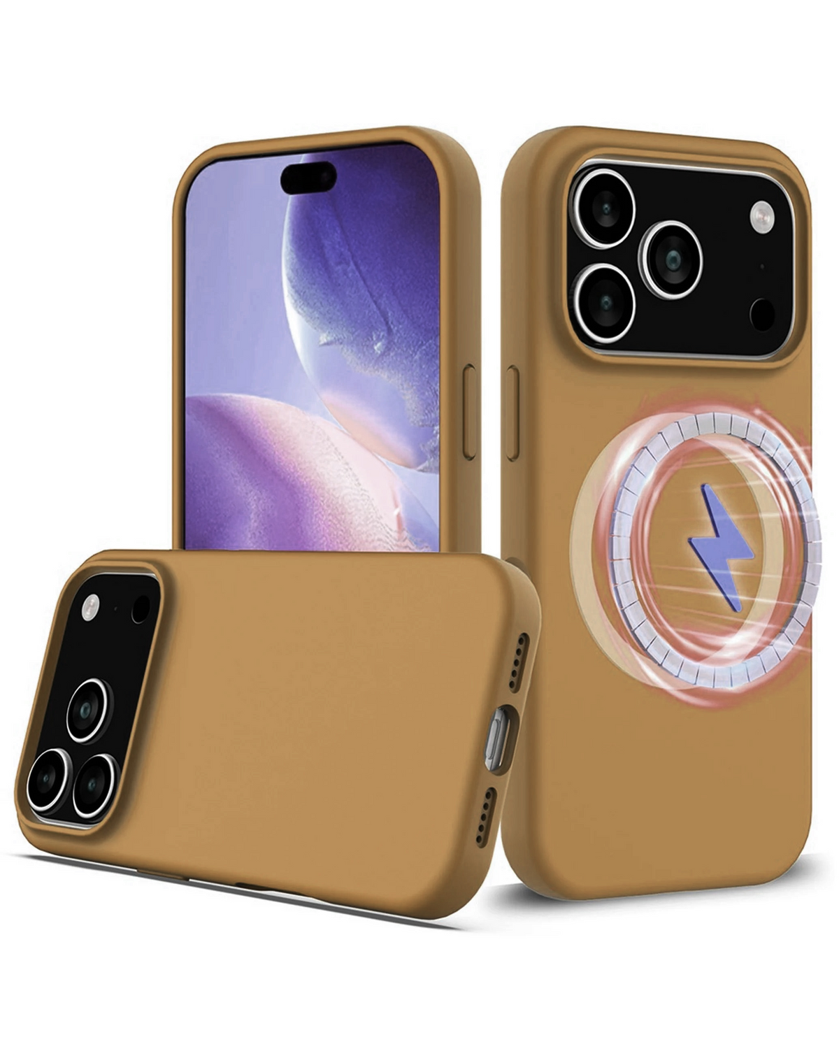 Soft Solid Silicone Case with Wireless Charging for iPhone 17 Pro Max / 18 Pro Max (BROWN)