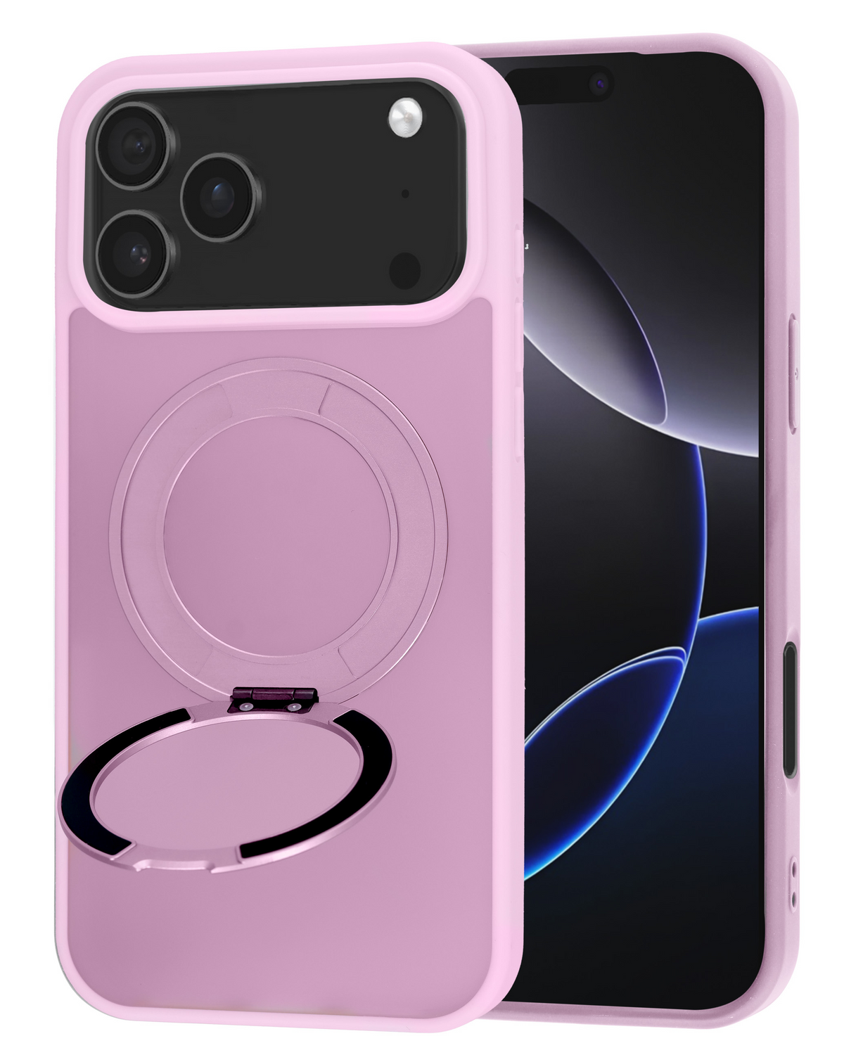 New 360 Ring Kickstand Magnetic Case for iPhone 17 Pro Max / 18 Pro Max (PINK)