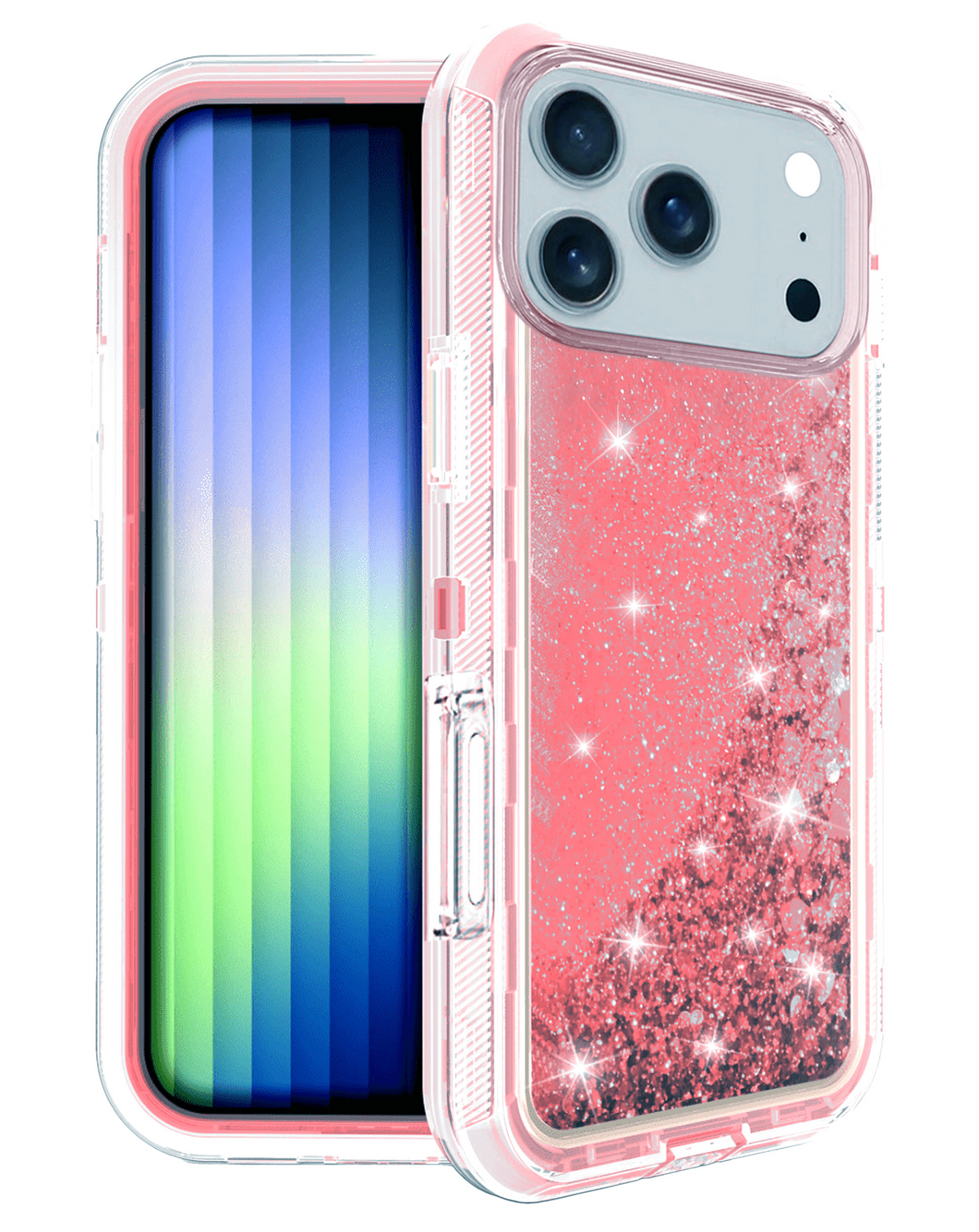 Protective Glitter Liquid Bumper Case for iPhone 17 Pro Max / 18 Pro Max (PINK)