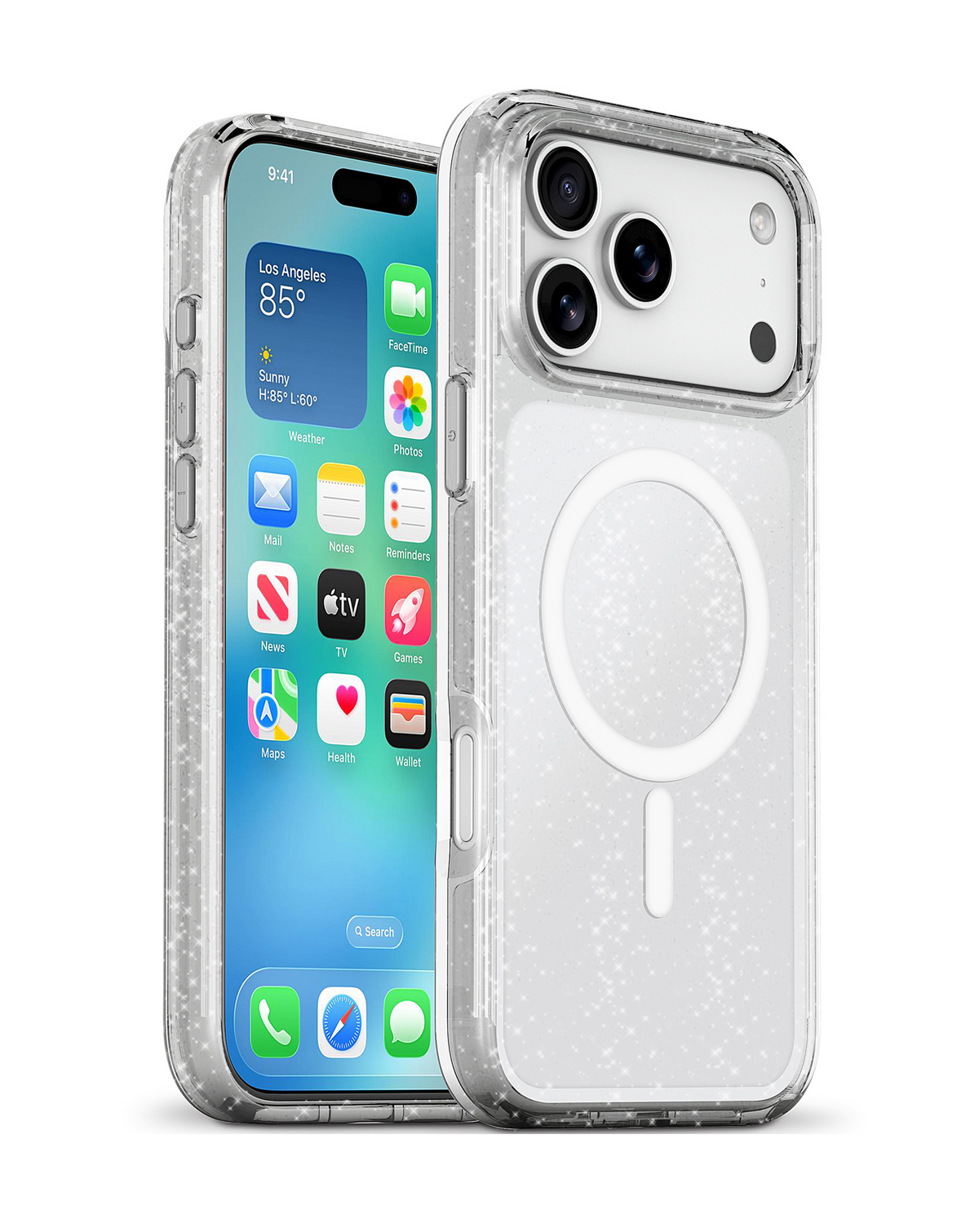 xBase by PowerPeak Sparkleline Series MagSafe Case (Silver Glitter) for iPhone 17 Pro Max / 18 Pro Max